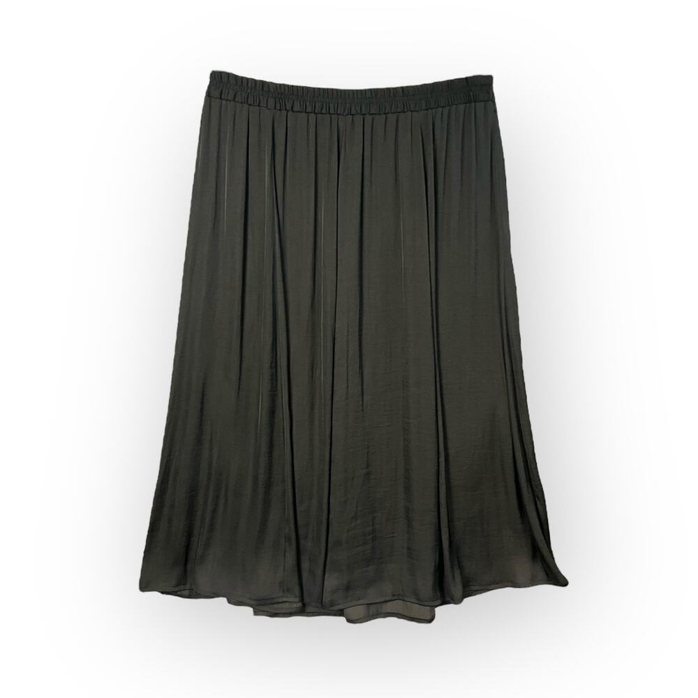 Covington Women's Black Pull-On Elastic Waist Lightweight Flowy Midi Skirt SZ L